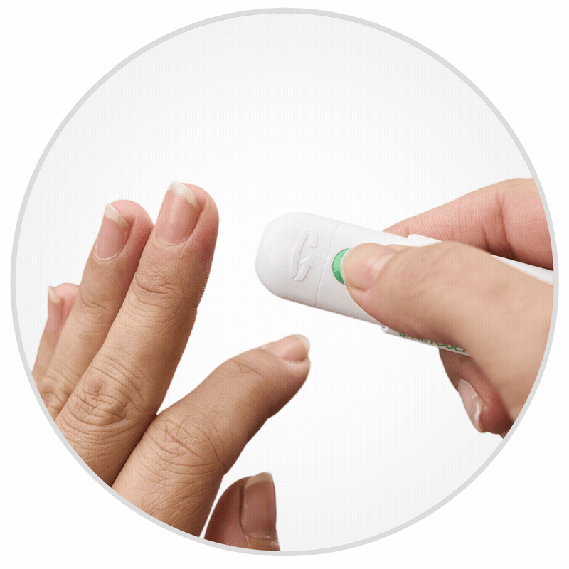 Delica Plus lancing device lancing side of fingertip