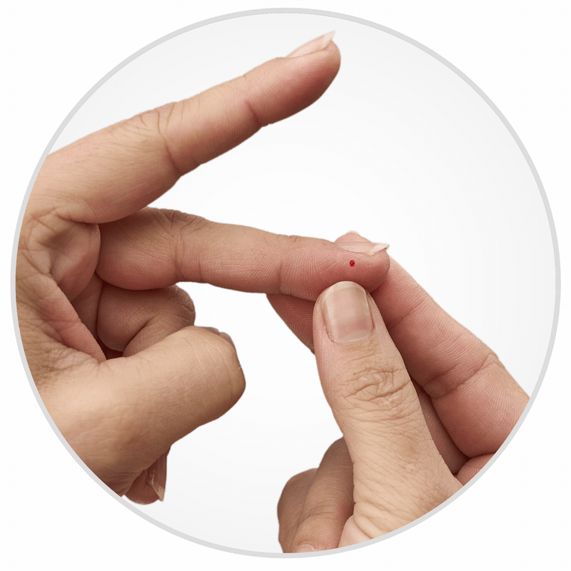 Squeeze finger to form blood drop