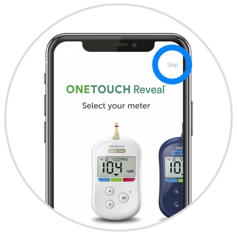 Meter selection on mobile app screen on phone