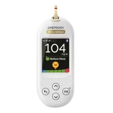 Front of white OneTouch Verio Reflect blood glucose meter