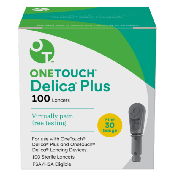 OneTouch Delica Plus lancets 30 gauge 100 count box