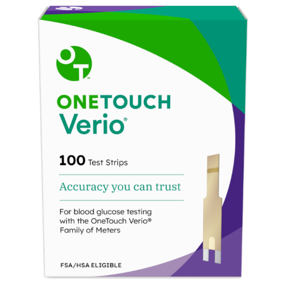 OneTouch Verio test strips 100 count box