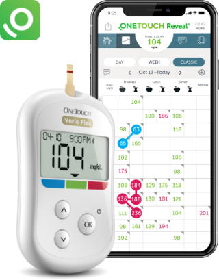 OneTouch Verio Flex meter with the OneTouch Reveal mobile app