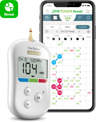 OneTouch Verio Flex meter with the OneTouch Reveal mobile app