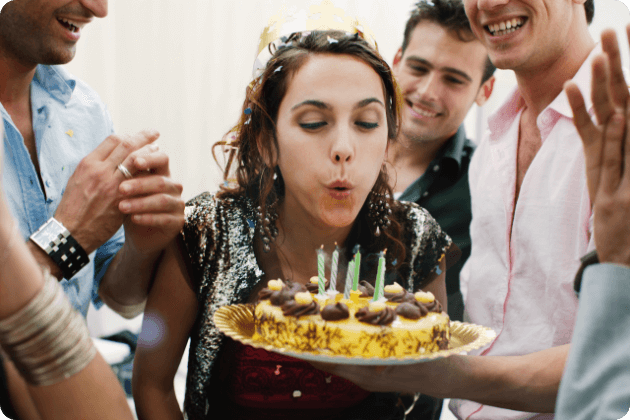 Friends enjoying birthday party