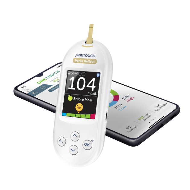 OneTouch Verio Reflect Blood Glucose Meter | Monitor For Sugar Test Kit  Includes Monitor, Lancing Device, 10 Sterile Lancets, and Carrying Case